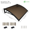 Auvent de porte marquise 100x80 cm transparent en Polycarbonate anti UV Marron - voonot.com