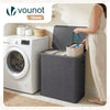 Panier a linge 3 compartiments et sacs amovibles auto ajustant avec couvercle 170L Anthracite - voonot.com