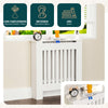 Cache radiateur en MDF avec lattes et etagere 78×19×82 cm Blanc - voonot.com