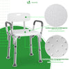 Chaise de douche avec accoudoir et dossier ergonomique a hauteur reglable en aluminum HDPE blanc - voonot.com