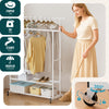 Portant a Vetements double avec roulettes et 2 etageres de rangement 121x40x147cm metal Blanc - voonot.com