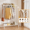 Portant a Vetements Double avec etagere Chaussures 4 Crochets Lateraux 110x58x150cm metal Blanc - voonot.com