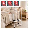 Marche pied en acier avec barre d’appui plateforme antiderapante 38x26cm blanc - voonot.com