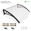 Auvent de porte marquise 120x80 cm transparent en Polycarbonate anti UV Noir - voonot.com