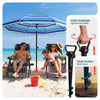 Parasol de jardin 2m avec ancrage sol et sac de transport Bleu mixte - voonot.com