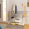 Portant a Vetements avec etagere Chaussures 8 Crochets Lateraux 110x41x150cm metal Blanc - voonot.com