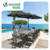 Parasol Jardin Double Aluminium 150 x 300 cm gris - voonot.com