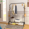 Portant a Vetements avec etagere Chaussures 8 Crochets Lateraux 110x41x150cm metal Noir - voonot.com