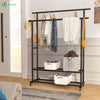 Portant a Vetements double avec roulettes et 2 etageres de rangement 120x40x146cm metal Noir - voonot.com