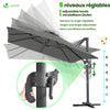 Parasol deporte inclinable Premium carre avec housse protection 3x3m Roma Gris - voonot.com