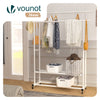 Portant a Vetements double avec roulettes et 2 etageres de rangement 121x40x147cm metal Blanc - voonot.com