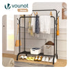Portant a Vetements Double avec etagere Chaussures 4 Crochets Lateraux 108x58x146cm metal Noir - voonot.com