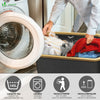 Panier a linge pliable 145L avec sac intérieur cadre bambou et couvercle gris - voonot.com