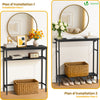 Console table 2 niveaux style industriel en metal et MDF 80x24x80 cm Noir - voonot.com