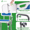 Chaise de douche avec accoudoir et dossier ergonomique a hauteur reglable en aluminum HDPE bleu - voonot.com