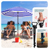Parasol de jardin 2m avec ancrage sol et sac de transport Bleu blanc - voonot.com