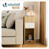 Lot de 2 Table de chevet d’appoint avec tiroir et compartiment 25x30x66cm naturel - voonot.com
