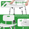 Chaise de douche avec dossier ergonomique a hauteur reglable en aluminum HDPE blanc - voonot.com