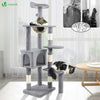 Arbre à Chat 138cm avec Griffoir Plateforme Niche et Capsule Spatiale gris - voonot.com