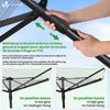 Etendoir a Linge Exterieur Rotatif avec housse de protection et Surface etendage 50m Noir - voonot.com