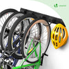 Support mural rangement pour 4 velos et 2 casques rails et crochets metal noir - voonot.com