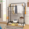 Portant a Vetements Double avec etagere Chaussures 4 Crochets Lateraux 110x58x150cm metal Noir - voonot.com
