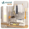Portant a vetement double avec 2 niveaux etageres chaussures 4 Crochets Lateraux 108x35x145cm metal Blanc - voonot.com