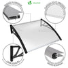 Auvent de porte marquise 100x80 cm transparent en Polycarbonate anti UV Noir - voonot.com