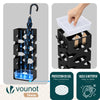 Porte-parapluies Metal avec bac de recuperation eau et 4 Crochets Motif Hexagonal 15.5 x 15.5 x 43.5 cm noir - voonot.com