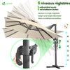 Parasol deporte inclinable Premium carre avec housse protection 3x3m Roma beige - voonot.com