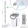 Balai microfibre et Seau Essoreur avec 6 serpillères Réutilisables Balai Plat Double compartiment blanc - voonot.com