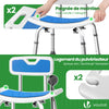 Chaise de douche avec dossier ergonomique a hauteur reglable en aluminum HDPE bleu - voonot.com