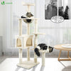 Arbre à Chat 138cm avec Griffoir Plateforme Niche et Capsule Spatiale beige - voonot.com