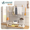Portant a Vetements Double avec etagere Chaussures 4 Crochets Lateraux 108x58x146cm metal Blanc - voonot.com