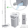 Balai microfibre et Seau Essoreur avec 6 serpillères Réutilisables Balai Plat Double compartiment gris - voonot.com