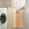 Panier a linge en bambou d’angle avec couvercle 58L - voonot.com