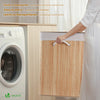 Panier a linge en bambou rectangulaire triple compartiments avec couvercle 150L - voonot.com