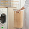 Panier a linge en bambou rectangulaire avec couvercle 72L - voonot.com