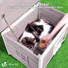 Maison pour Chat en bois avec toit bitumé autoportant et porte à lamelles PVC Gris - voonot.com