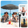 Parasol de jardin 2m avec ancrage sol et sac de transport Gris - voonot.com