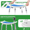 Siege de douche ergonomique a hauteur reglable en Aluminum HDPE bleu - voonot.com