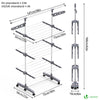 Sechoir a linge inox etendoir robuste ailes pliables 3 niveaux - voonot.com