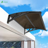 Auvent de porte marquise 100x80 cm transparent en Polycarbonate anti UV Marron - voonot.com