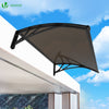 Auvent de porte marquise 100x80 cm transparent en Polycarbonate anti UV Marron - voonot.com