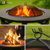 Brasero exterieur en metal avec grille, pare-etincelles tisonnier diametre 81cm noir - voonot.com