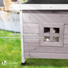 Maison pour Chat en bois avec toit bitumé autoportant et porte à lamelles PVC Gris - voonot.com