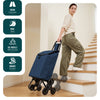 Chariot de courses pliable monte escalier bleu marine - voonot.com