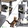 Arbre à Chat 154cm avec Griffoir Plateforme Niche XXL Gris - voonot.com