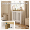Cache radiateur en MDF avec lattes et etagere 78×19×82 cm Blanc Chêne - voonot.com