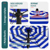 Parasol de jardin 2m avec ancrage sol et sac de transport Bleu blanc - voonot.com